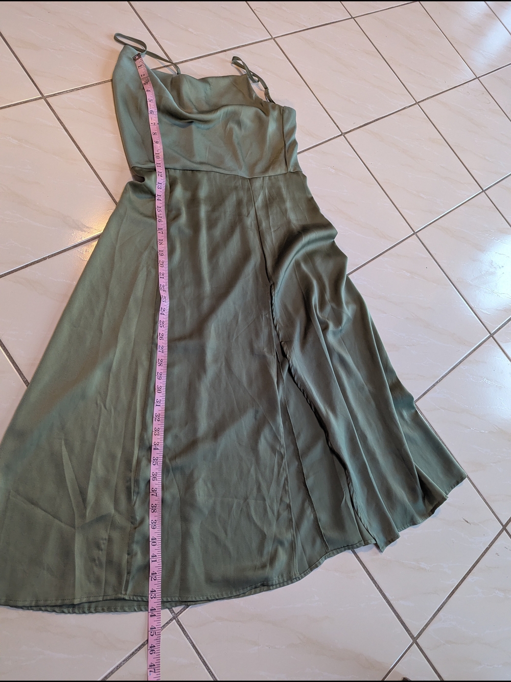 Olive Green Satin Slip Dress